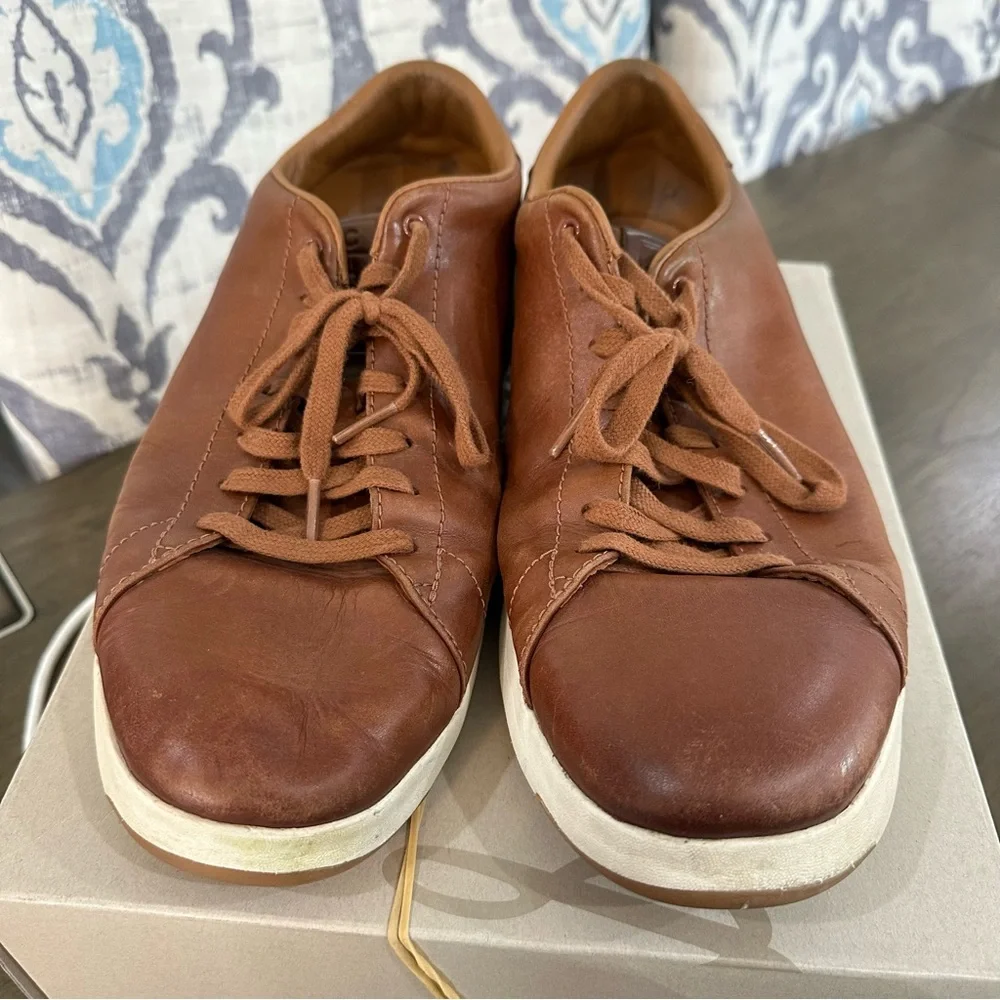 Cole Haan GrandPro Tennis Sneakers Men’s 12 Woodbury Handstain Brown Leather